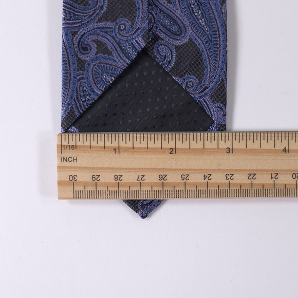 PRONTO UOMO Platinum Men's 100% Silk Necktie Designer PAISLEY Purple & Blue NEW - Picture 12 of 12